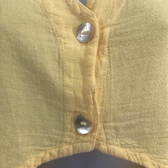 Gauze 2 Button Yellow Crop Top 2 - Picture 2 of 8